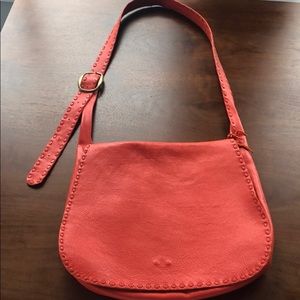 Orange Genuine Leather Hobo Bag